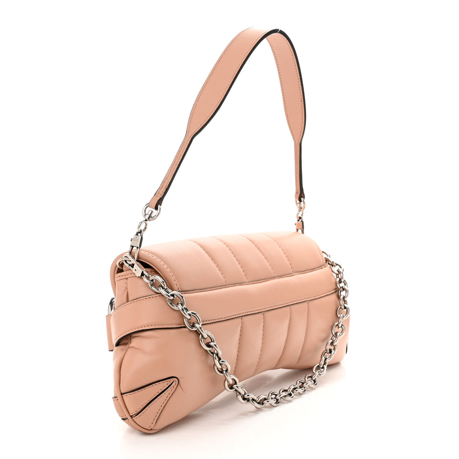 Gucci Nappa Vertical Matelasse Medium Maxi Horsebit Chain Shoulder Bag Rose Beige Image 3