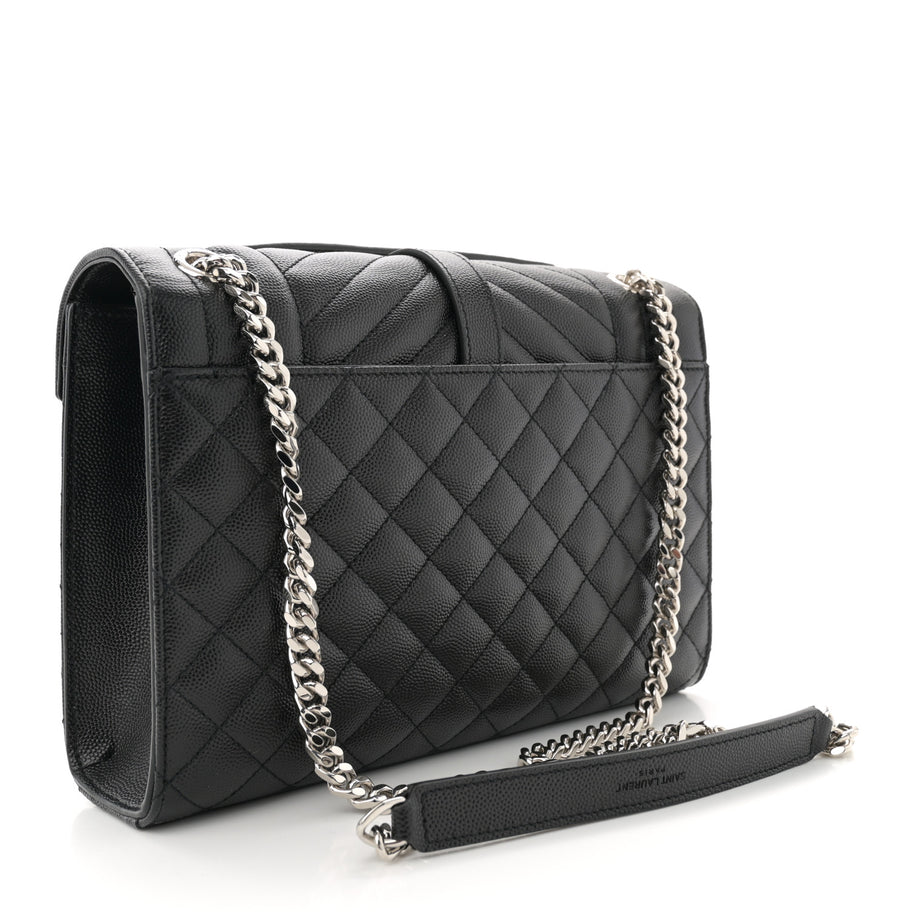 Saint Laurent Grain De Poudre Textured Mixed Matelasse Triquilt Medium Monogram Satchel Black Image 3