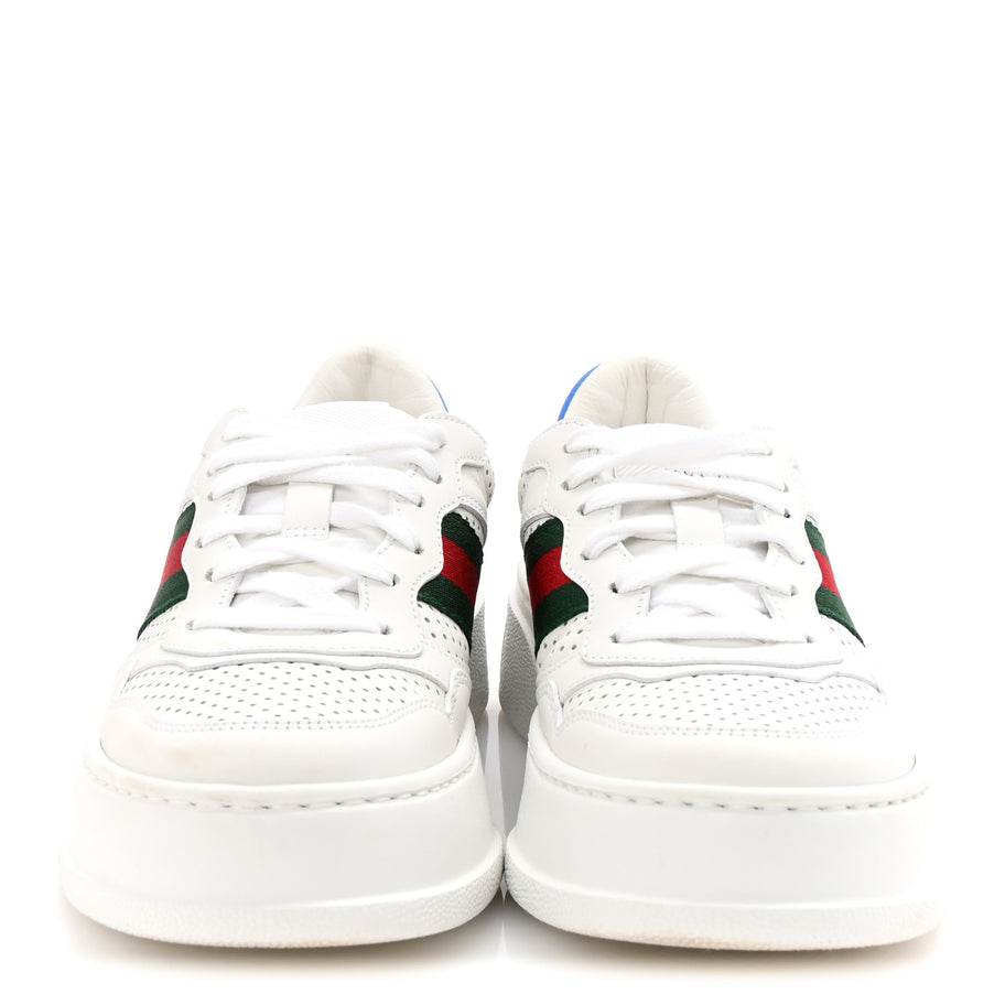 Gucci Calfskin Web Perforated Womens Platform 55mm Sneakers 36 White Bright Splash Image 3