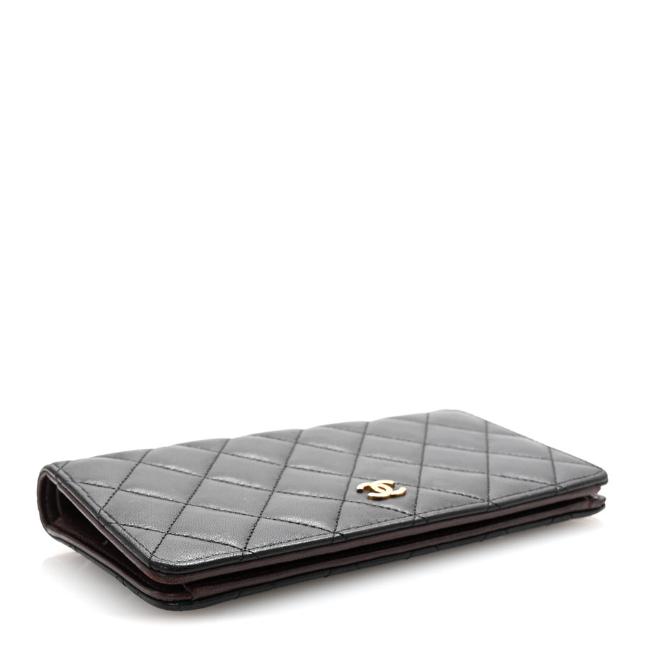 Chanel Lambskin Quilted Yen Wallet Black Image 4
