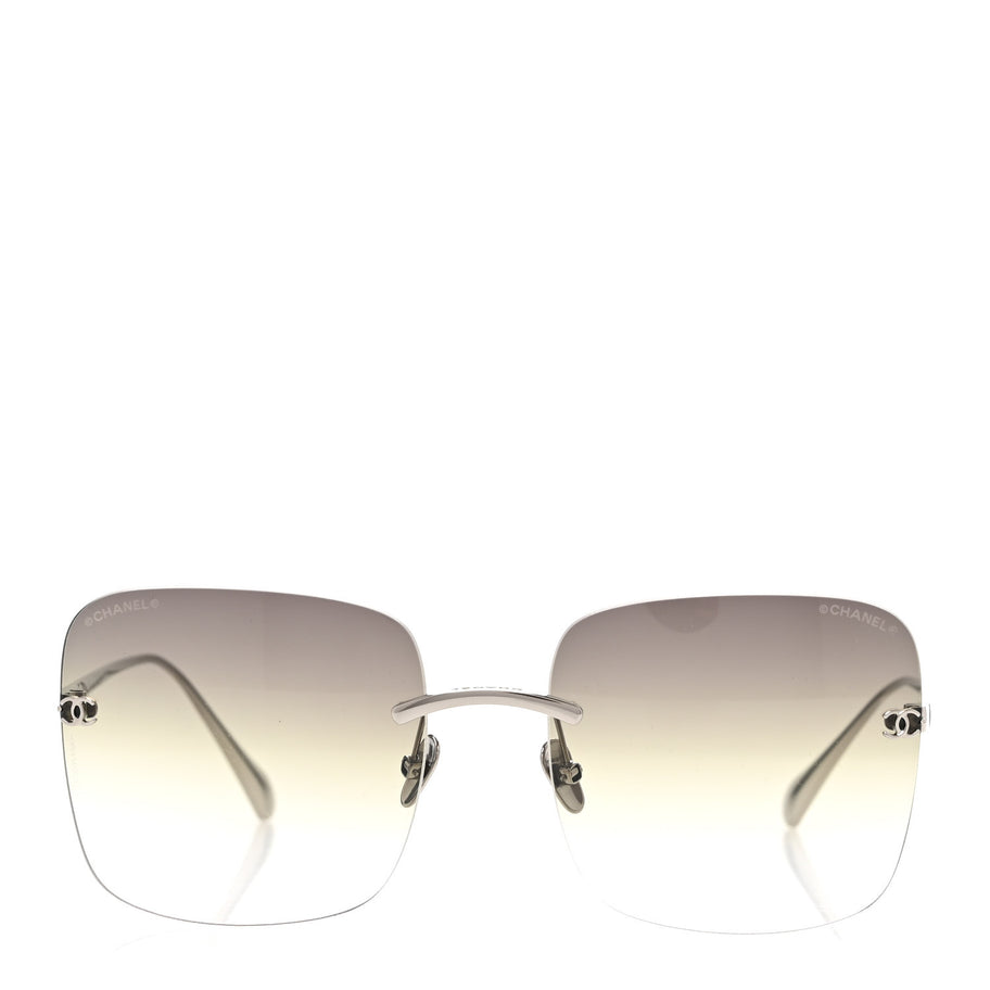 Chanel Titanium Rimless Square Sunglasses 4287-T Silver Image 2