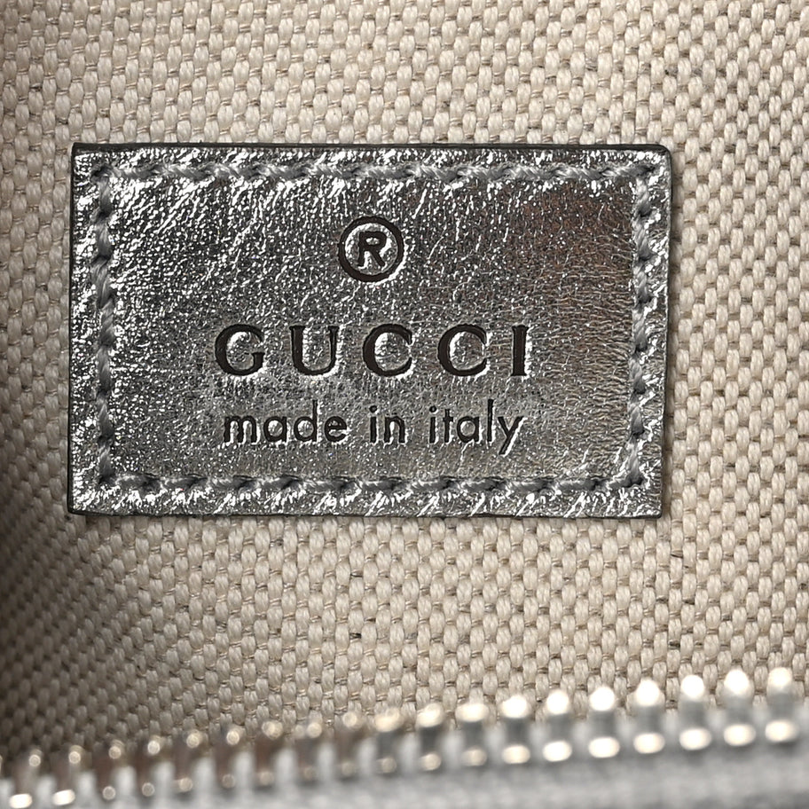 Gucci Metallic Sakai Be Green Calfskin Diagonal Stitched Small Blondie Shoulder Bag Silver Image 6
