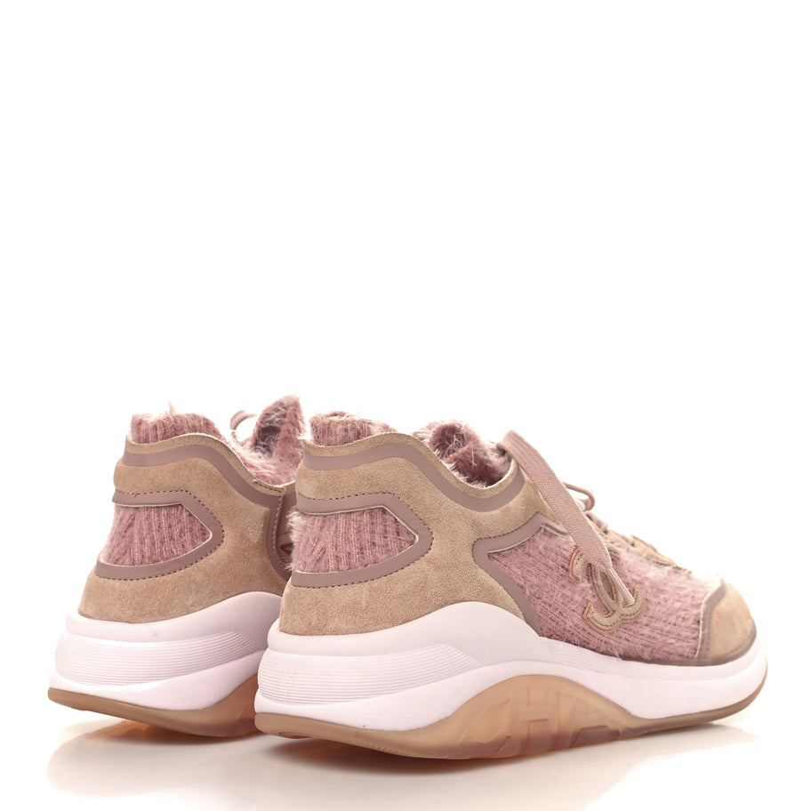 Chanel Suede Calfskin Stretch Fabric CC Sneakers 41 Pink Image 5