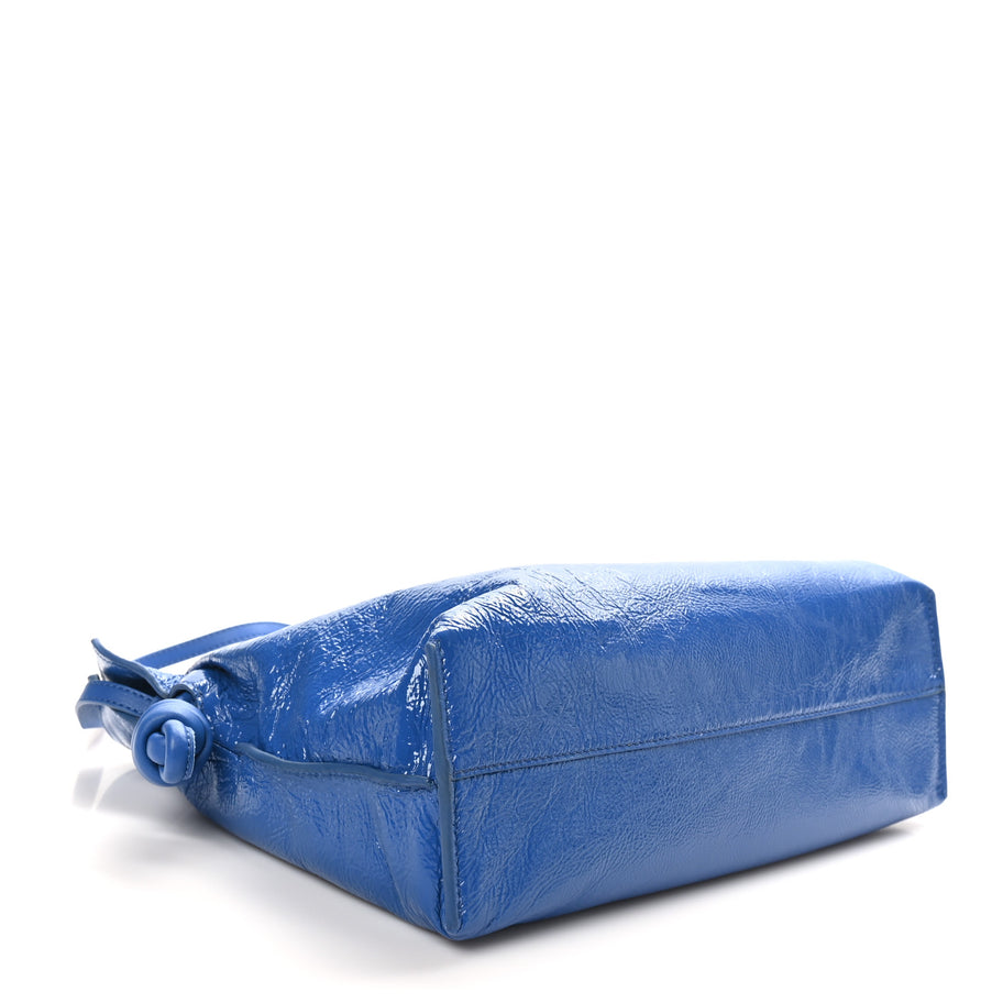 Loewe Crackle Patent Calfskin Medium Flamenco Knot Bag Royal Blue Image 4