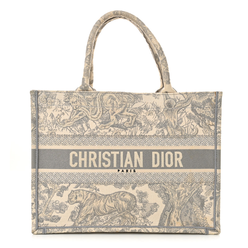  Christian Dior Canvas Embroidered Medium Dioriviera Toile De Jouy Book Tote Gray