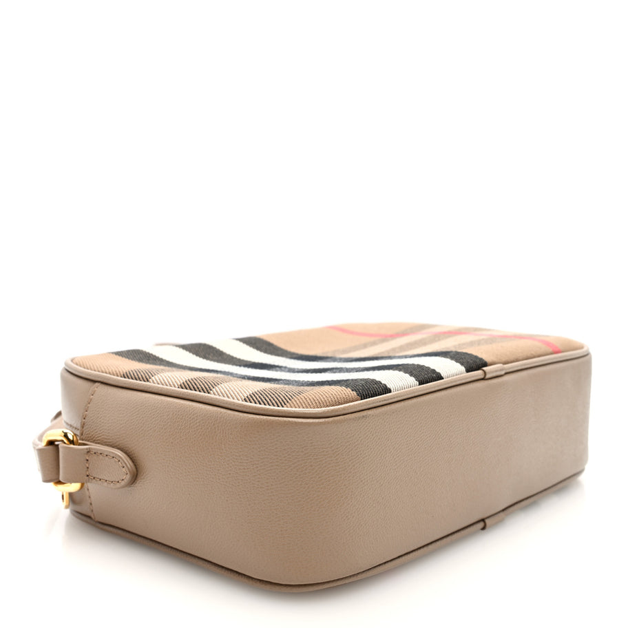 Burberry Calfskin House Check Medium Camera Bag Chestnut Beige Image 4