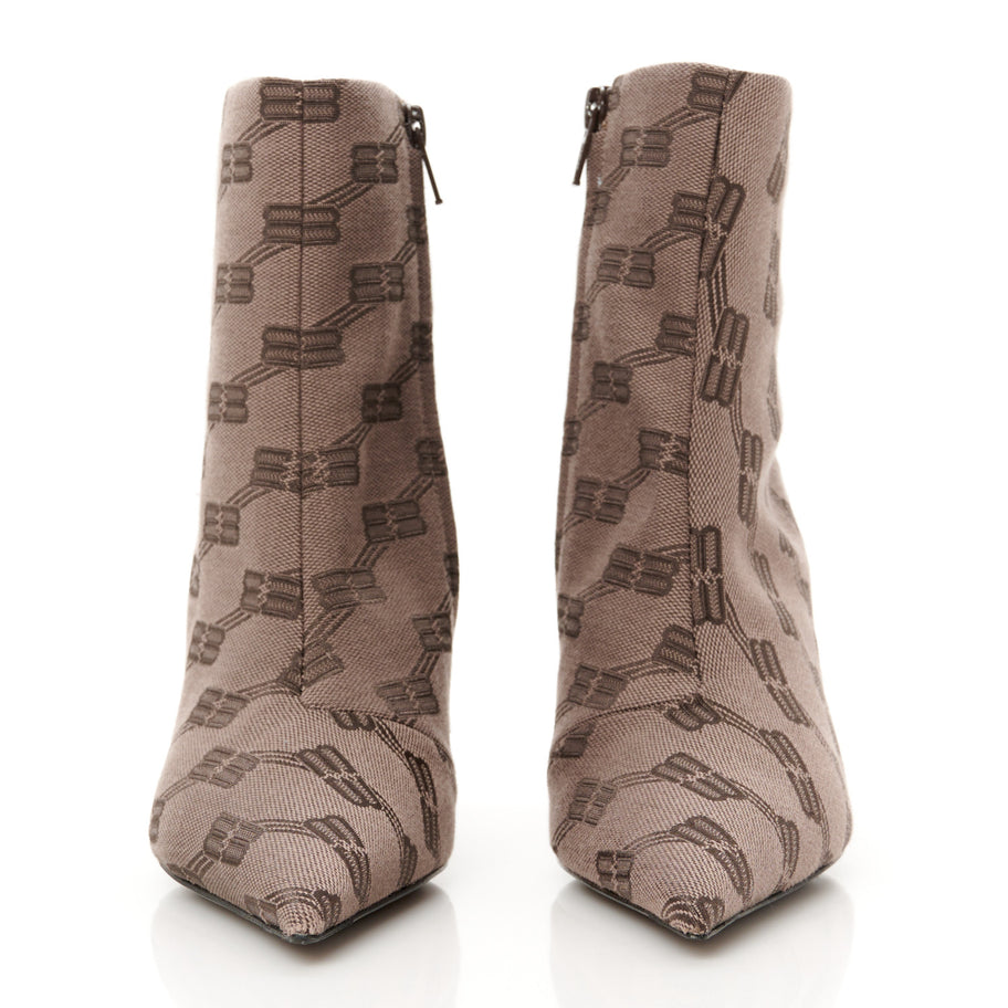 Balenciaga Jacquard BB Monogram Knife 80mm Bootie 37 Dark Mink Grey Dark Brown Image 3