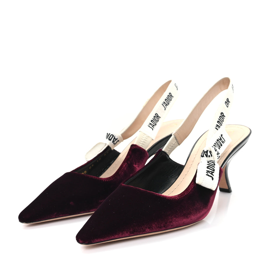 Christian Dior Velvet Ribbon J'Adior Slingback 65mm Pumps 39 Deep Amaranth Image 4