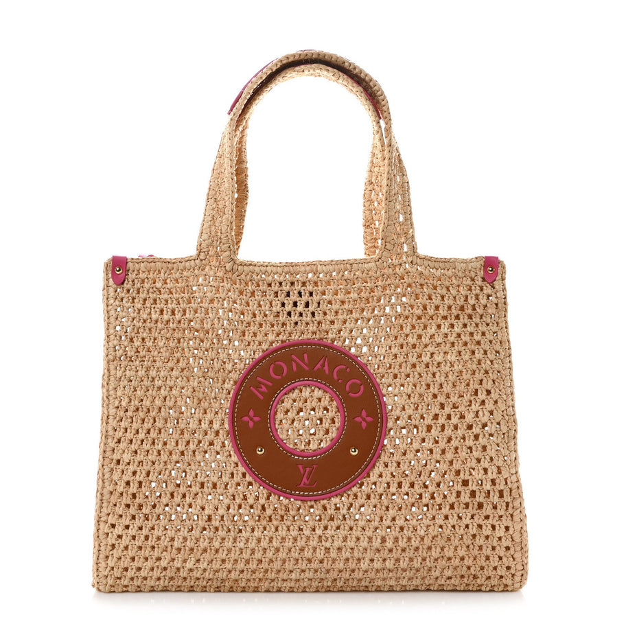 Louis Vuitton Raffia Calfskin Monaco OnTheGo MM Rose Image 1