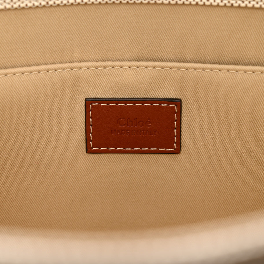 Chloe Cotton Calfskin Medium Woody Ribbon Tote White Brown Image 6