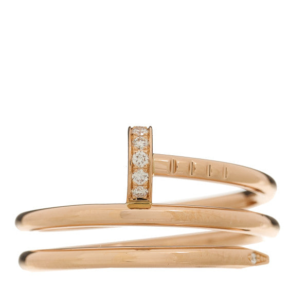 Cartier 18K Pink Gold Diamond Double Juste Un Clou Ring 53 6.25 Image 1
