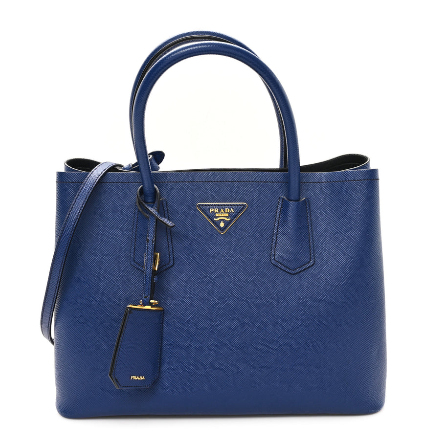 Prada Saffiano Cuir Small Double Bag Inchiostro Image 1