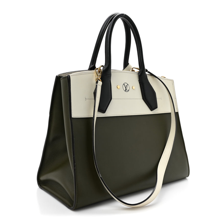 Louis Vuitton Taurillon City Steamer MM Kaki Creme Black Image 3