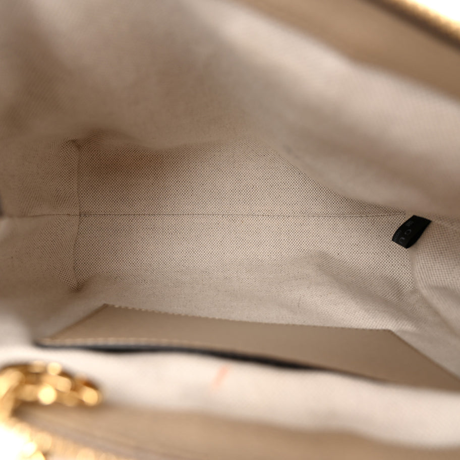 Gucci GG Supreme Monogram Textured Dollar Calfskin Web Small Ophidia Tote Bag Beige Mystic White Oatmeal Image 5