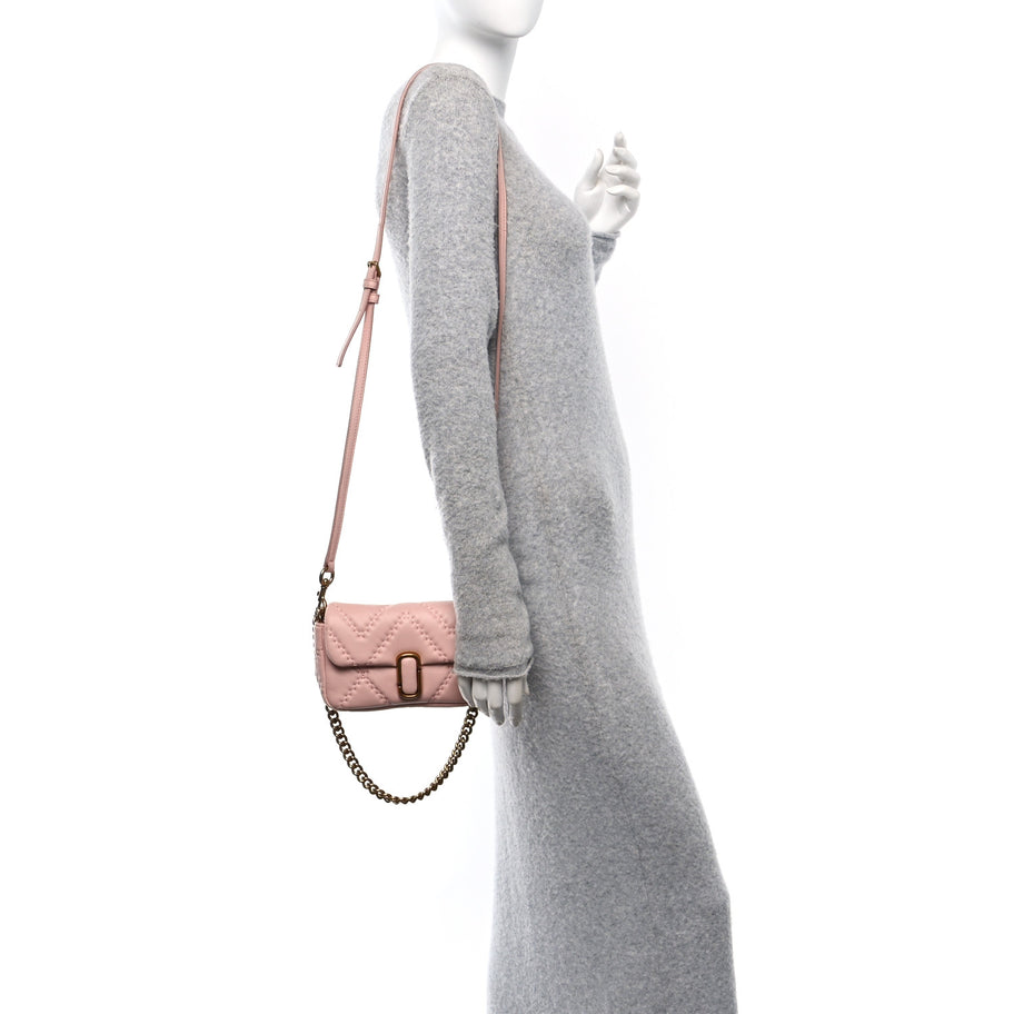 Marc Jacobs Lambskin Quilted J Marc Mini Shoulder Bag Rose Image 2
