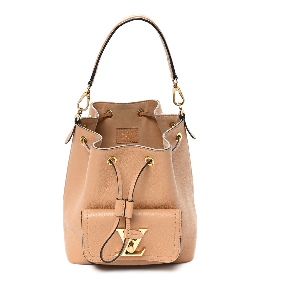 Louis Vuitton Calfskin Lockme Bucket MM Arizona Beige Image 1