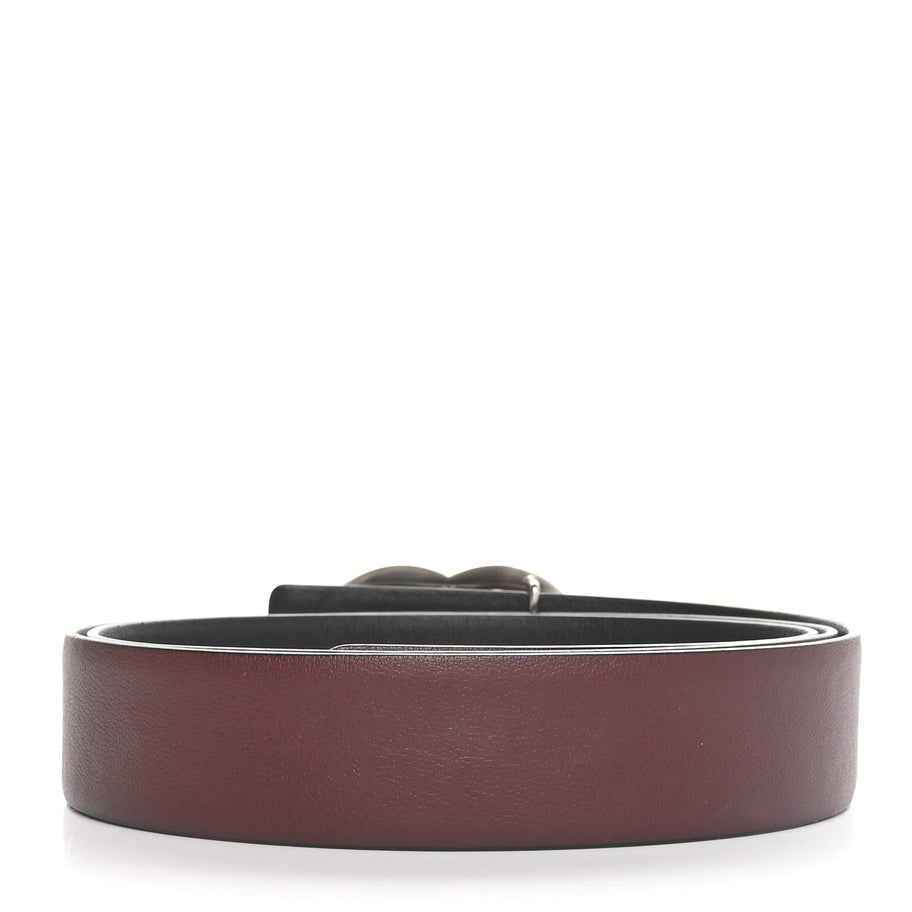 Chanel Calfskin CC Reversible Belt 80 32 Black Burgundy Image 2