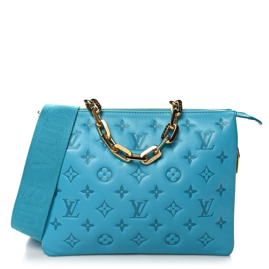 Louis Vuitton Lambskin Embossed Monogram Coussin PM Turquoise Image 1