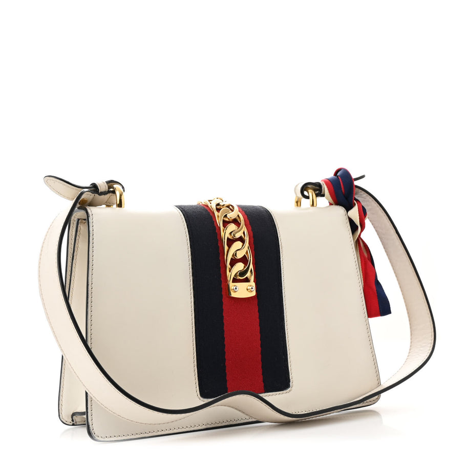 Gucci Calfskin Small Sylvie Shoulder Bag Off White Image 3