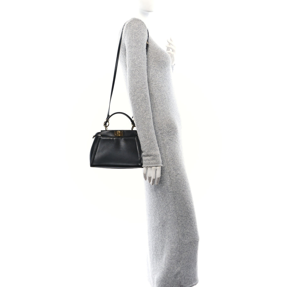 Fendi Nappa Mini Peekaboo Iconic Satchel Black Image 2