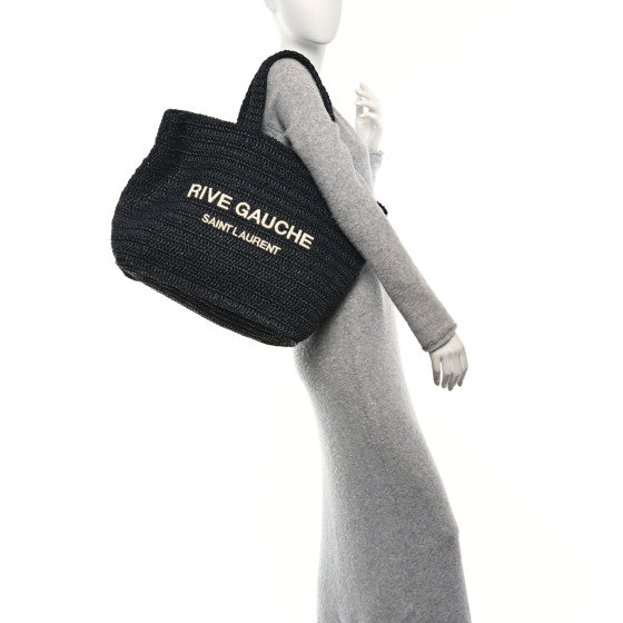 Saint Laurent Raffia Rive Gauche Tote Black Image 2