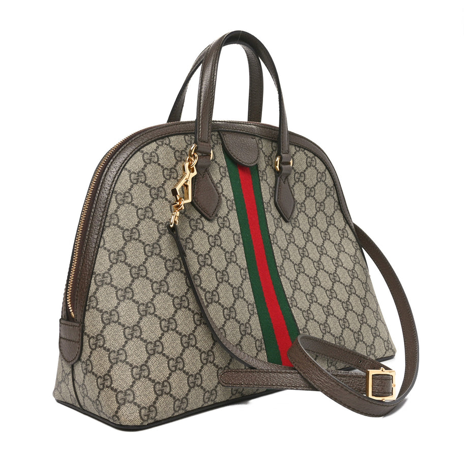 Gucci GG Supreme Monogram Web Medium Ophidia Top Handle Dome Bag Brown Image 3