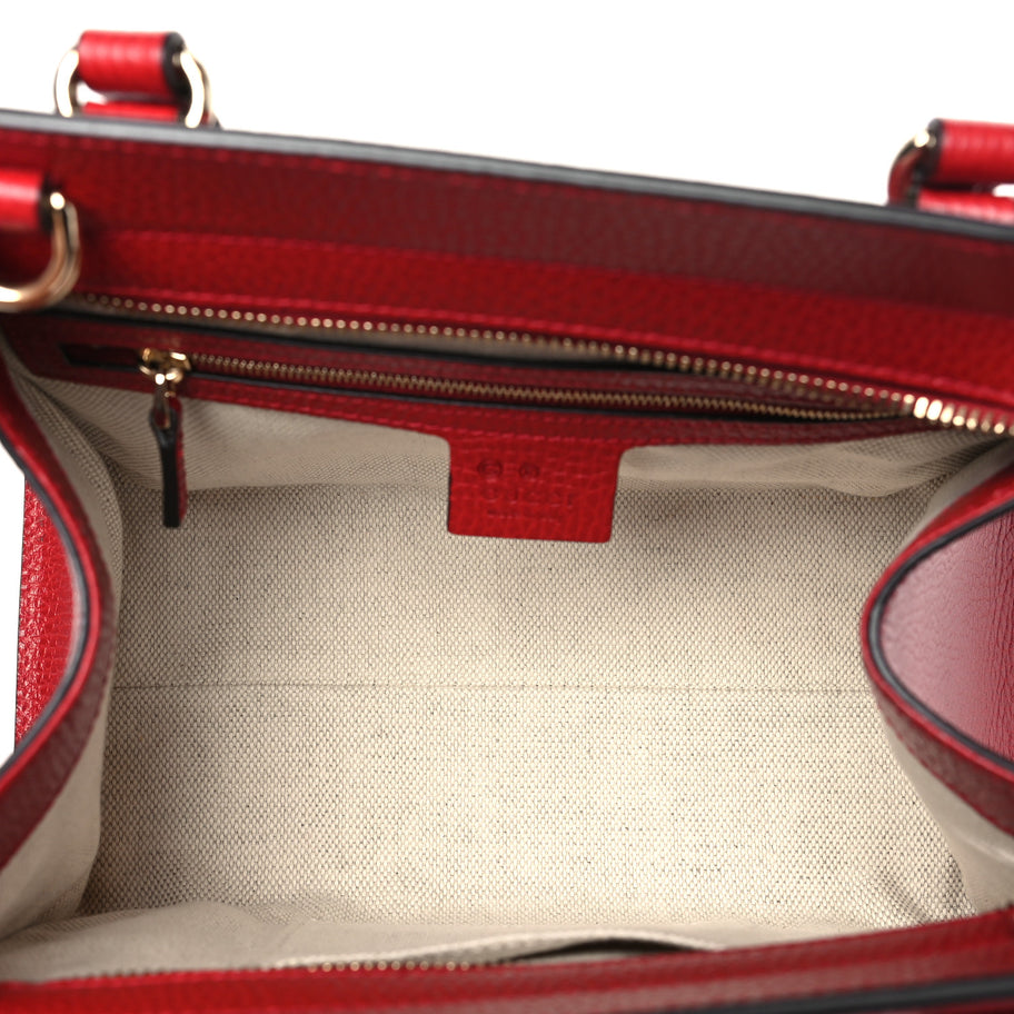 Gucci Dollar Calfskin Medium Soho Top Handle Satchel Hibiscus Red Image 5