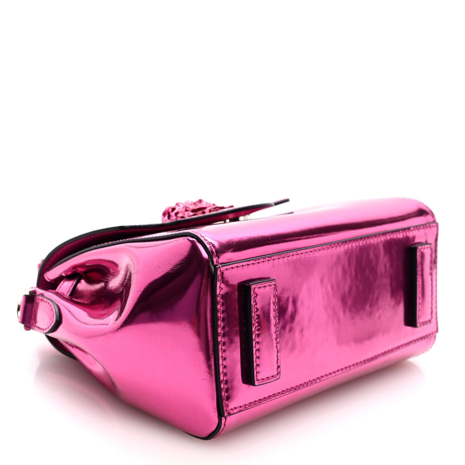 Versace Patent Calfskin Mini La Medusa Chain Top Handle Bag Fuchsia Image 4