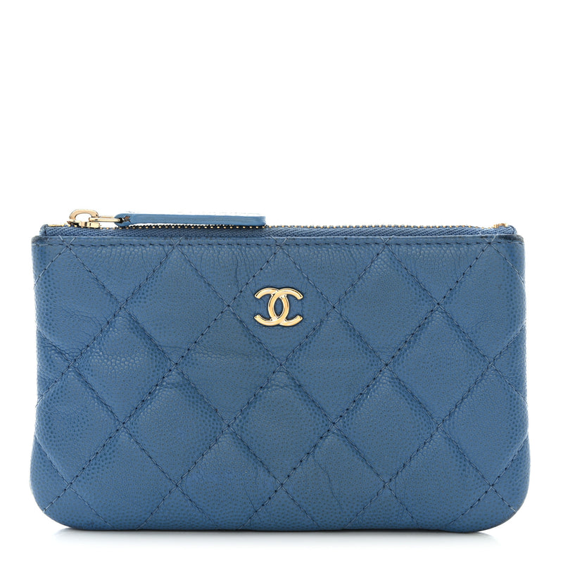  Chanel Caviar Quilted Small Pouch Blue