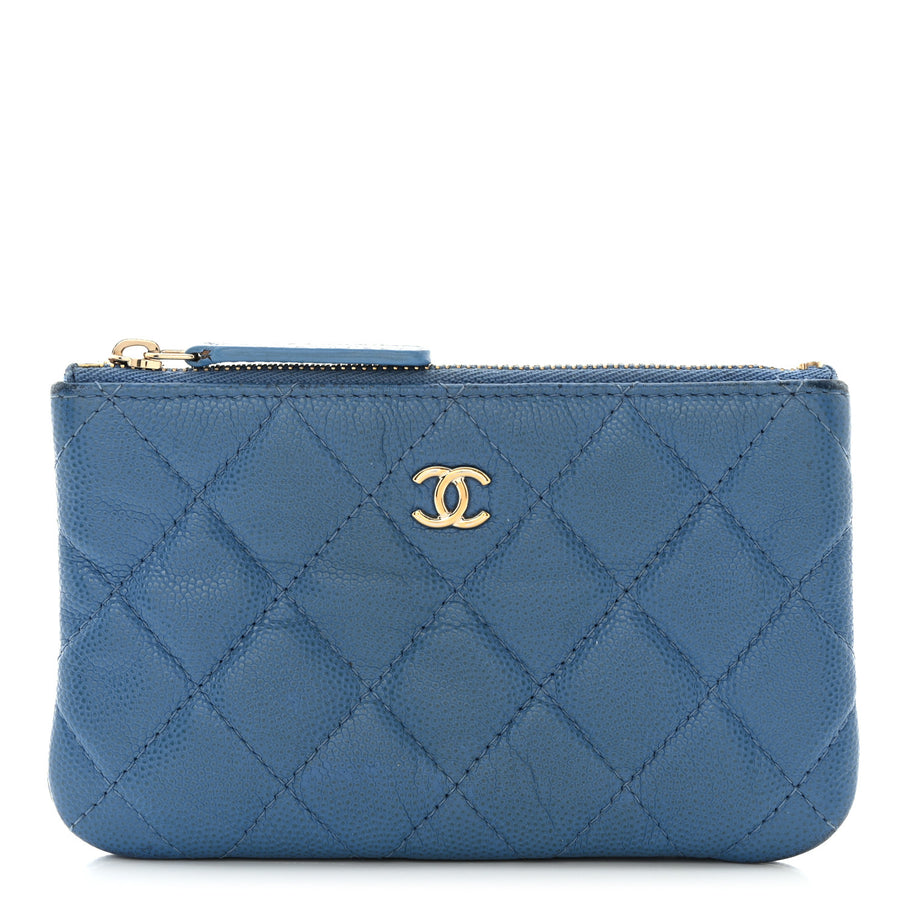 Chanel Caviar Quilted Small Pouch Blue Image 1