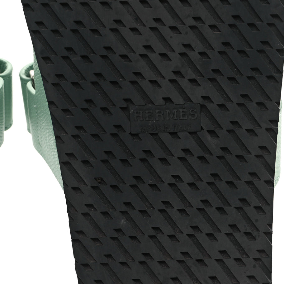 Hermes Epsom Womens Chypre Sandals 37.5 Vert Jade Image 7