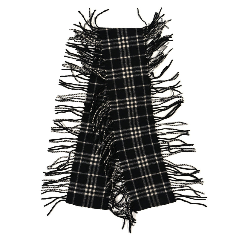  Burberry Cashmere Check Happy Fringe Scarf Black Calico