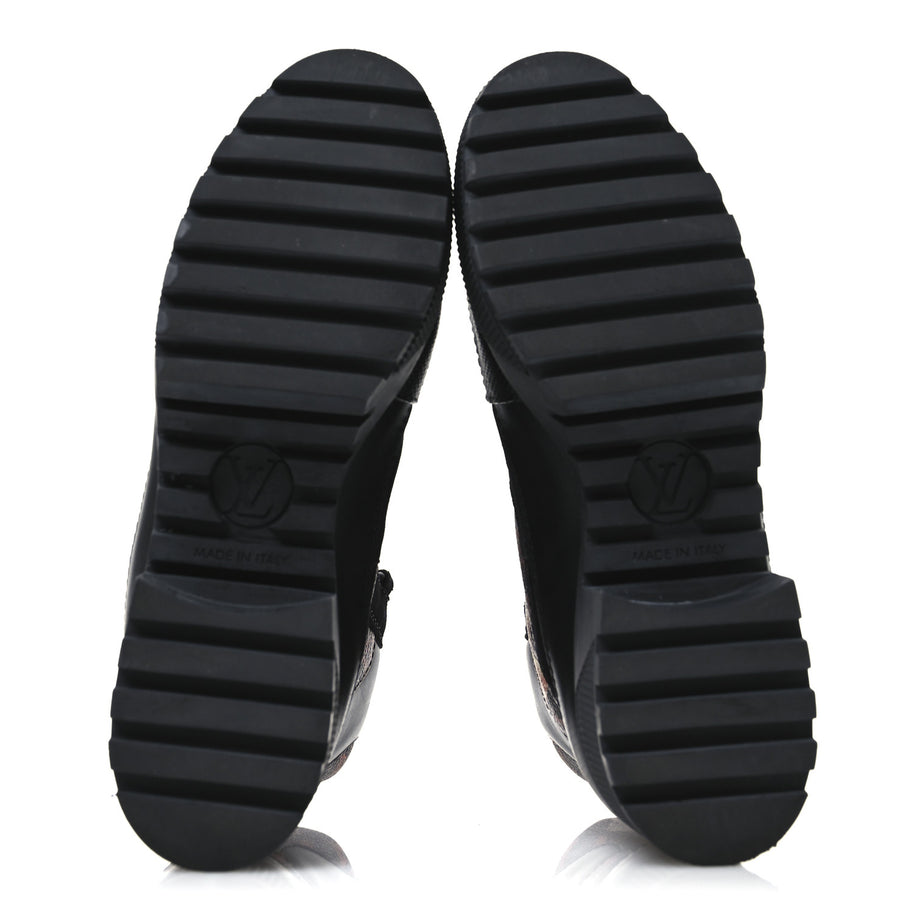 Louis Vuitton Suede Calfskin Catogram Laureate Platform Desert Boots Black Marron Image 6