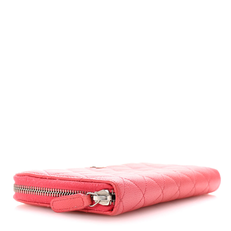 Chanel Caviar Quilted Large Gusset Zip Around Wallet Pink Image 4