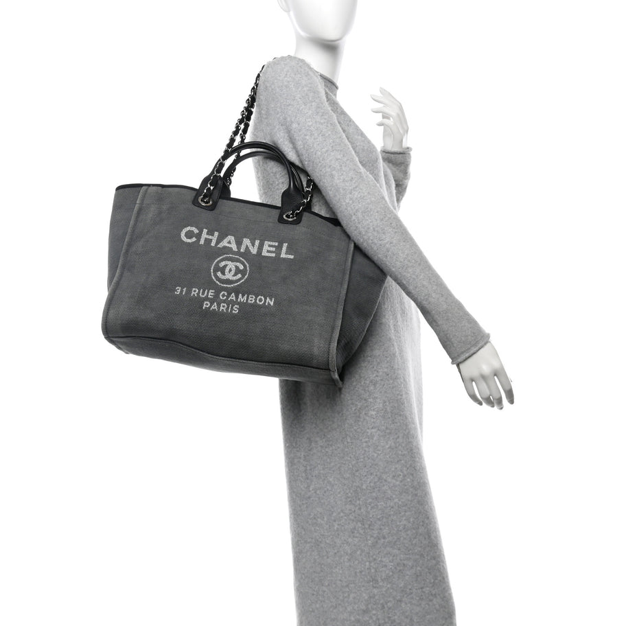 Chanel Canvas Large Deauville Tote Grey Image 2