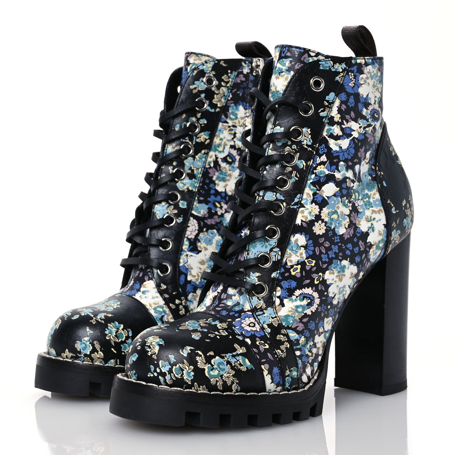 Louis Vuitton Calfskin Floral Star Trail Ankle Boots Black Image 3