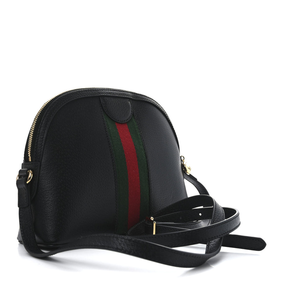 Gucci Calfskin GG Web Small Ophidia Dome Shoulder Bag Black Image 3
