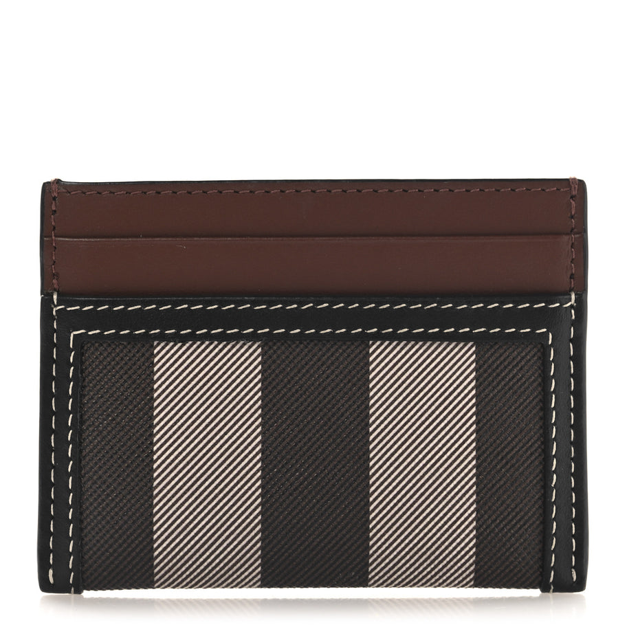 Burberry E-Canvas Calfskin Sandon Check Card Case Dark Birch Image 1