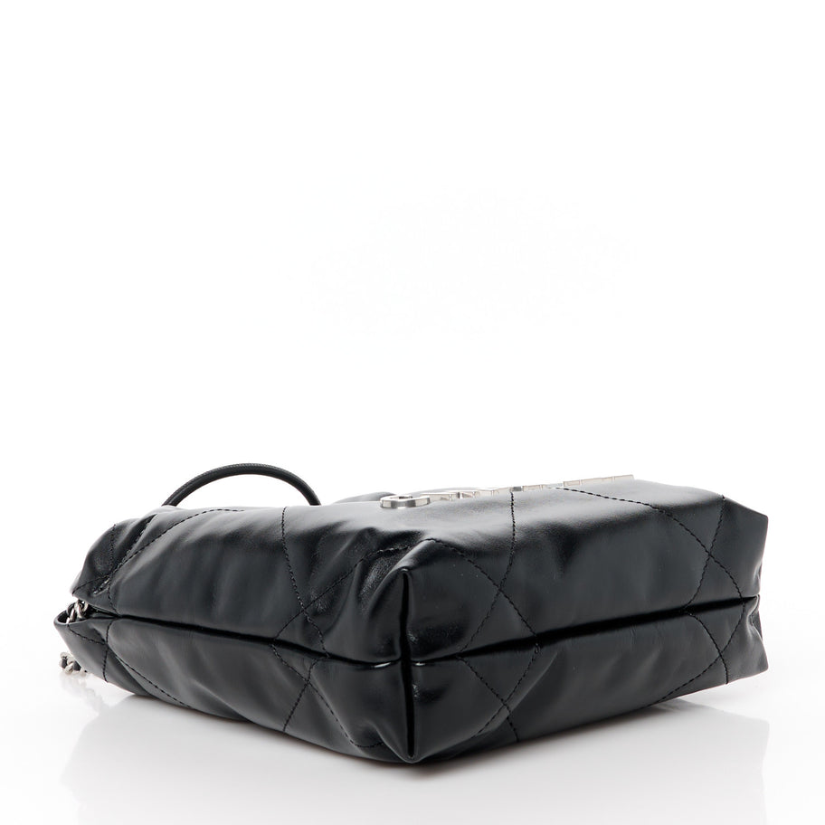 Chanel Shiny Calfskin Quilted Mini 22 Black Image 4