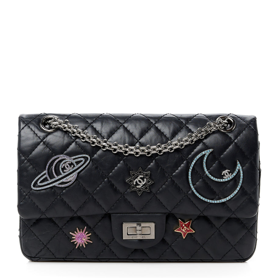 Chanel Aged Calfskin Space Charms 2.55 Reissue 225 Flap Black Image 1