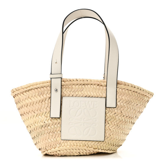  Loewe LOEWE Raffia Mini Basket Tote Bag Natural White