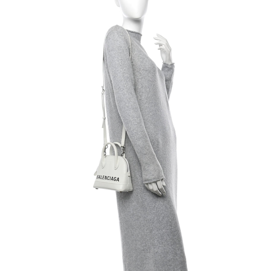 Balenciaga Grained Calfskin XXS Ville Top Handle Bag White Black Image 2