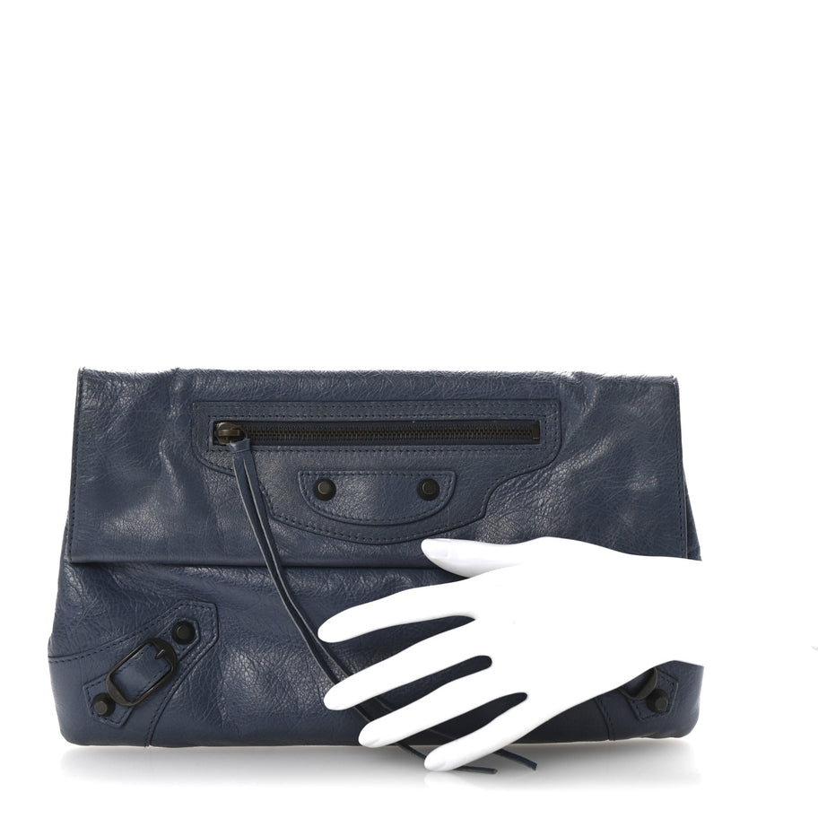 Balenciaga Agneau Classic Hardware Envelope Clutch Bleu Persan Image 2