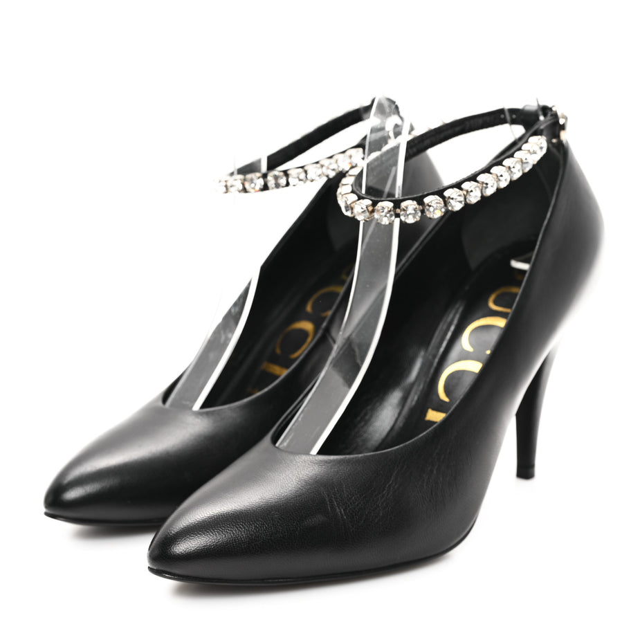 Gucci Malaga Kid Crystal Pumps 37 Black Image 4