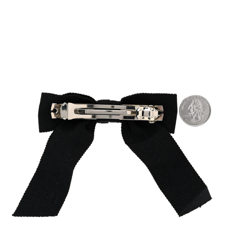  Chanel Grosgrain Bow CC Hair Clip Black
