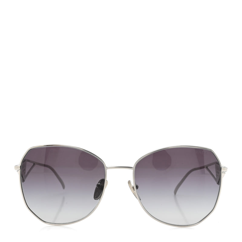  Prada Metal Symbole Triangle Logo Sunglasses SPR57Y Smoky Grey