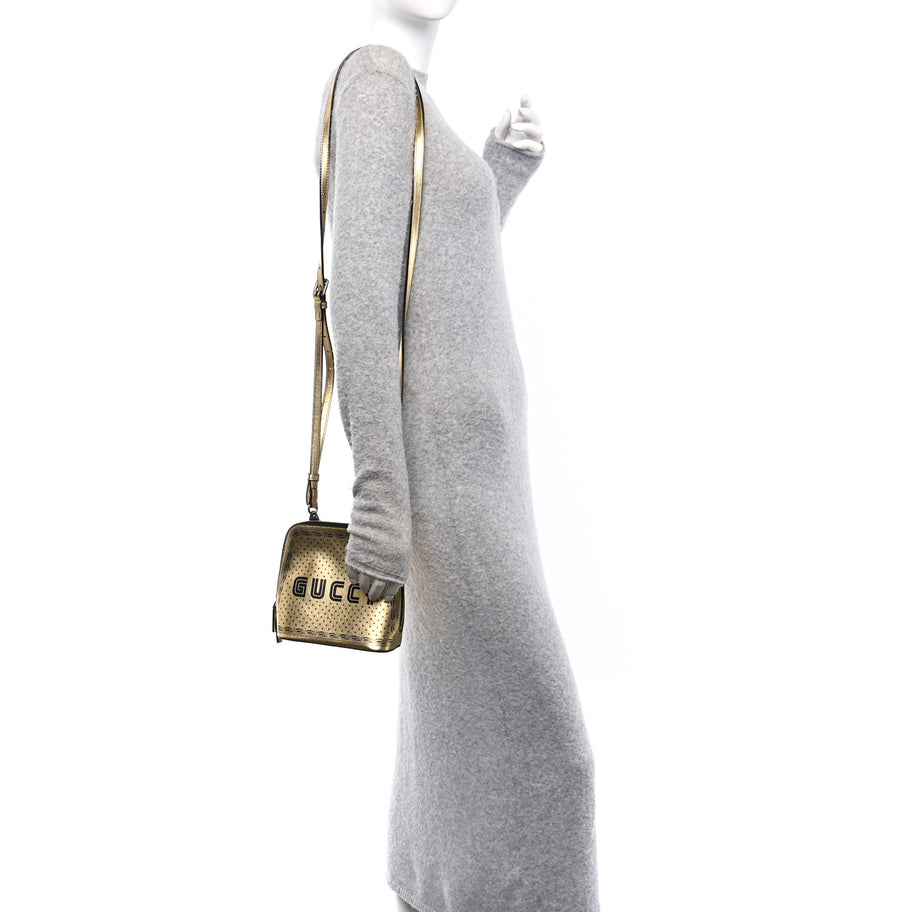 Gucci X SEGA Calfskin GUCCY Stars Mini Dome Shoulder Bag Gold Image 2