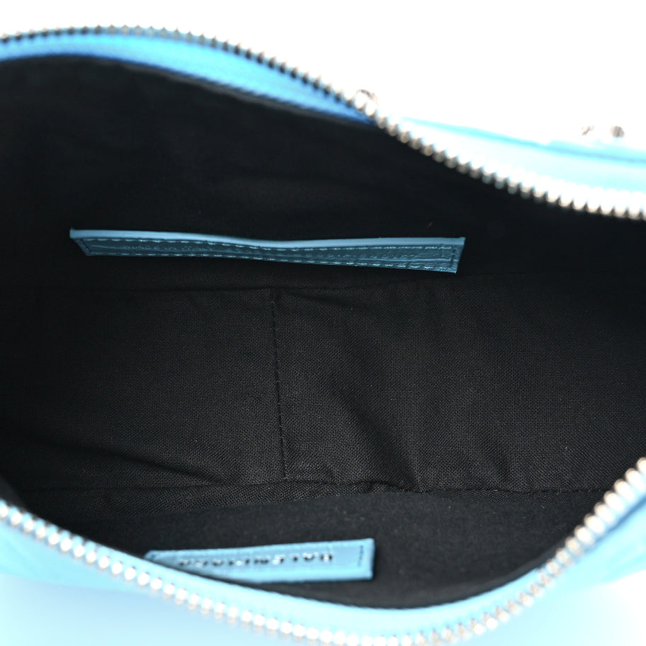 Balenciaga Extra Supple Calfskin Crocodile Embossed Le Cagole Shoulder Bag XS Sky Blue Image 5