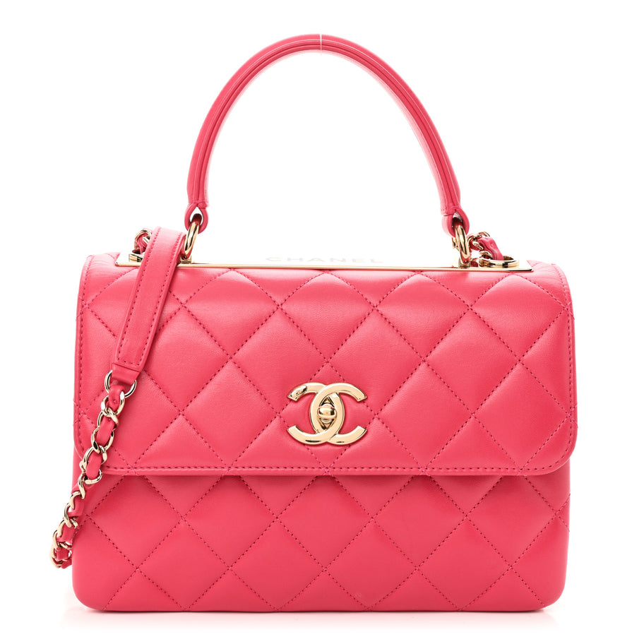 Chanel Lambskin Quilted Small Trendy CC Flap Dual Handle Bag Dark Pink Image 1