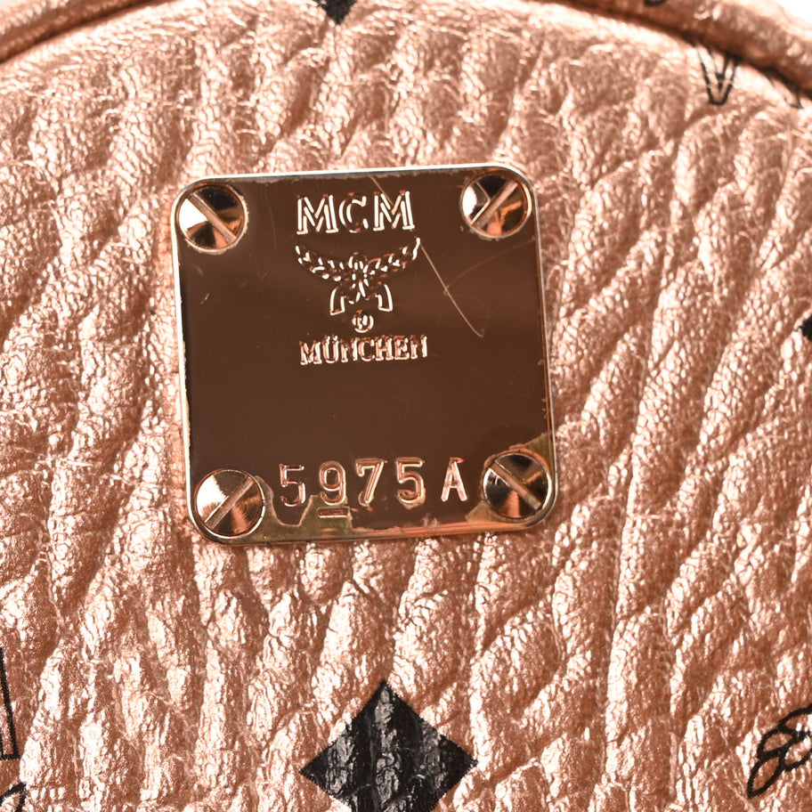 MCM Visetos Studded X-Mini Bebe Boo Backpack Champagne Gold Image 7